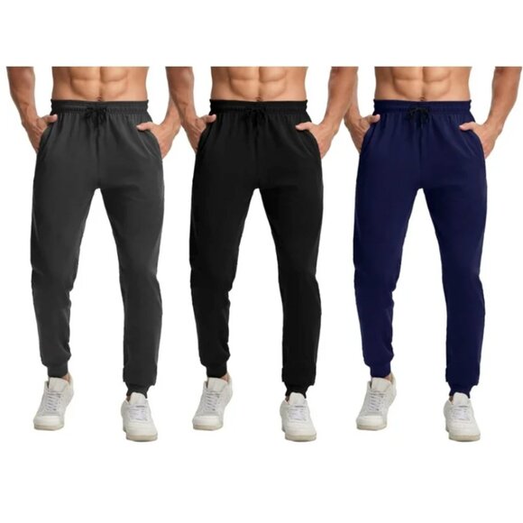 3 Pack Men's Athletic Pants Sweatpants Workout Jogger with Pockets - Picture 1 of 4